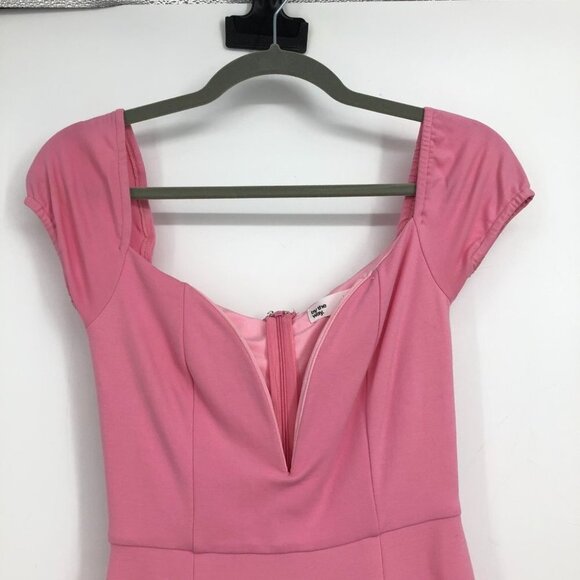 By The Way (revolve) bright pink off shoulder plunge V-neck mini  bodycon dress - Picture 5 of 16
